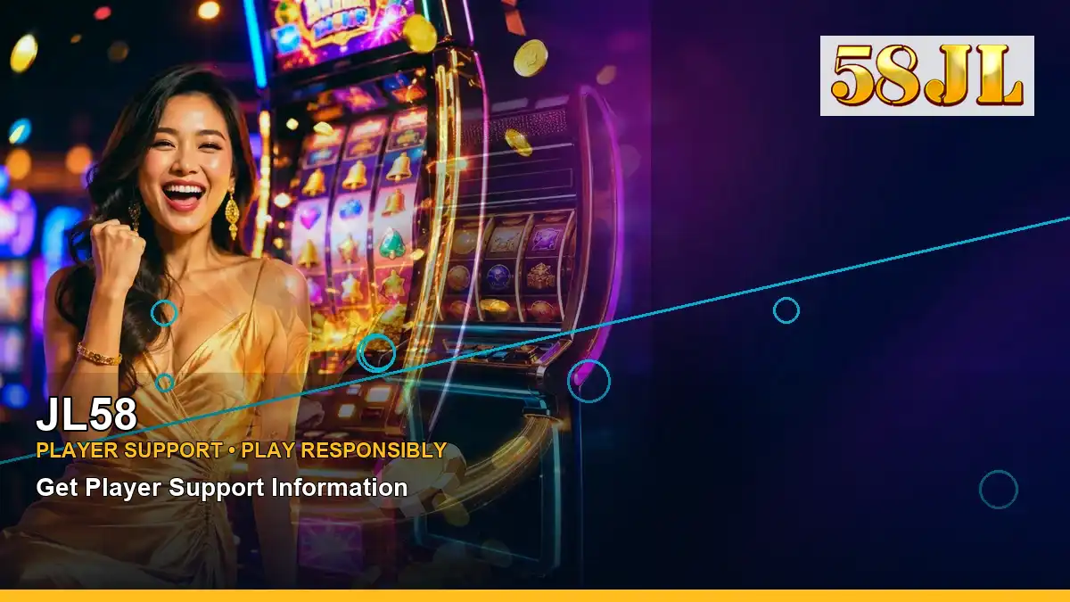 JL58 mobile casino first deposit rewards featuring an adult Filipina casino host with a left close-up composition